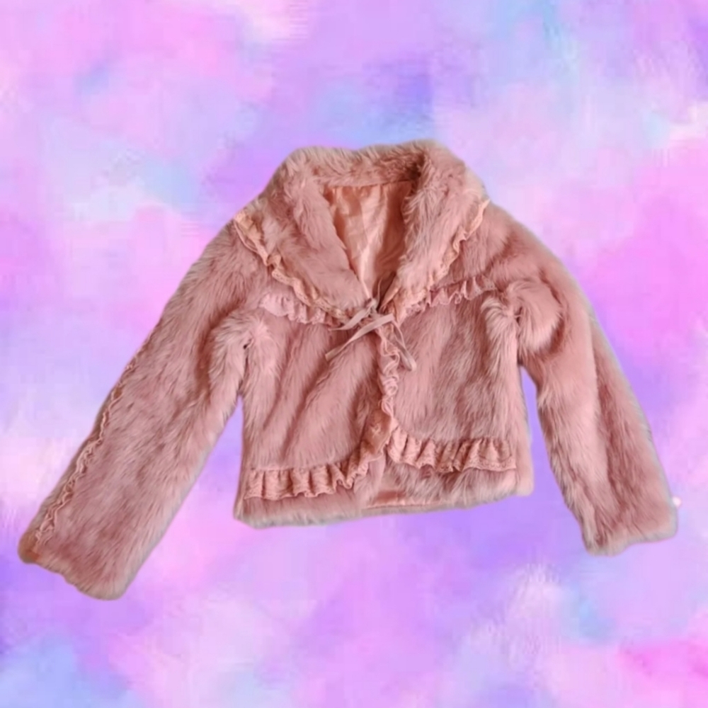 Vintage 90's Faux Fur Lace Jacket